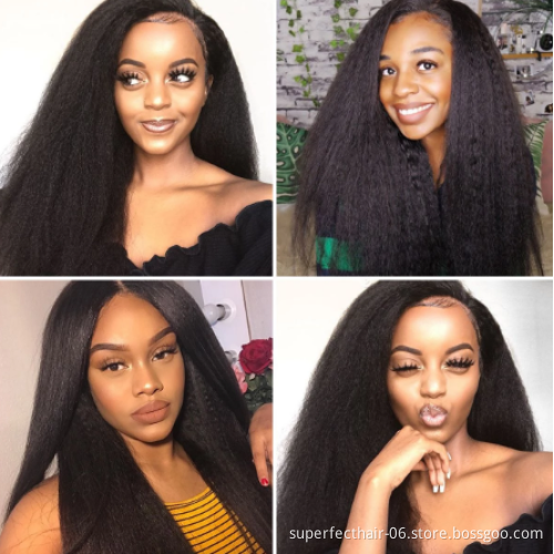 Good Quality 8A 10A 12A Grade Virgin Brazilian Human Hair Wig Kinky Straight Transparent Lace 12 To 30 Inch Wigs